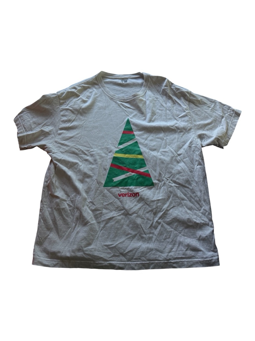 Verizon White Short-Sleeve Graphic Tee with Green Tree Motif